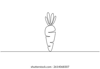Carrot in one continuous line drawing of vector illustration, Carrot in one continuous line drawing of vector illustration, Simple carrot in continuous one line art.
