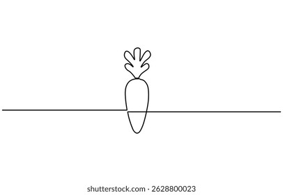 Cenoura em um desenho de linha contínua de ilustração vetorial, Cenoura desenho contínuo de uma linha de contorno isolado arte vetorial.