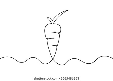 Dibujo de una línea de zanahoria y Ilustración vectorial aislada mínima