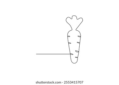 Carrot one line drawing of minimalist vector icon with black and white background