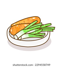 Carrot and onion on background vector.