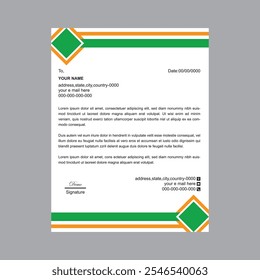 Carrot Orange and Shamrock Green Letterhead Design Fresh and Vibrant Branding Concept for Professional Use 