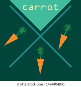 Carrot. Organic food poster. Farmer market design. Vector background.