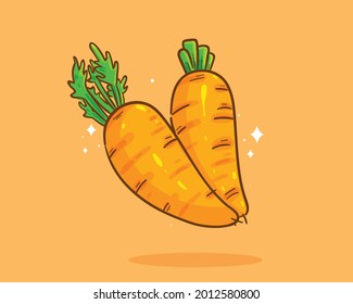 Carrot organic hand drawn cartoon art illustration