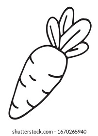 Carrot outline art, rabbit food, vegetable illustration, line art, easter decorative element. coloring page for kids.