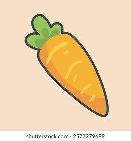 a carrot with outline flat vector design.