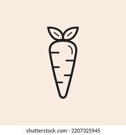 Carrot Outline Icon With Leaves And Reflexes.