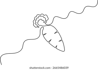 Carrot outline vector continuous line art in modern minimal style