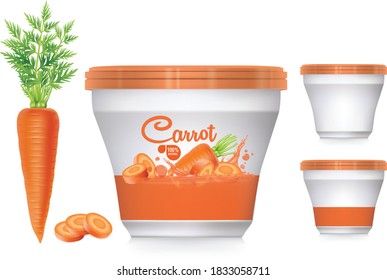 Carrot package design with carrot splash . Packaging design template . Carrot cup design.illustration