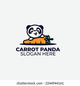 carrot with panda design logo illustration vector