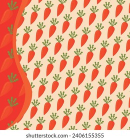Carrot pattern, background for kitchen fabrics or backgrounds for design, carrot repeat, great for vegan publication background too