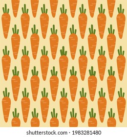 Carrot Pattern Background. Social Media Post. Vegetable Vector Illustration.