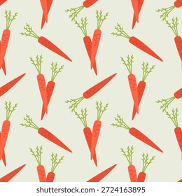 Karottenmuster, gesundes Wurzelgemüse, gesunde Ernährung, Vegetarismus. Gemüsehintergrund. Vektorgrafik