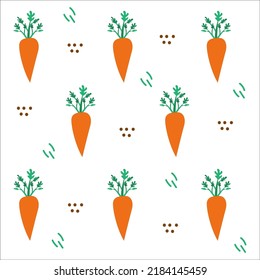 Carrot pattern on white background. Design element. Cute symbol. Art pattern decoration element background. Vegetarian food. Vector drawing. Flat seamless pattern. Healthy food.