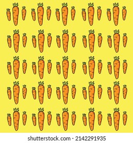 Carrot Pattern on Yellow Background. Perfect for prints, wallpapers, packaging paper designs, textiles, and others.