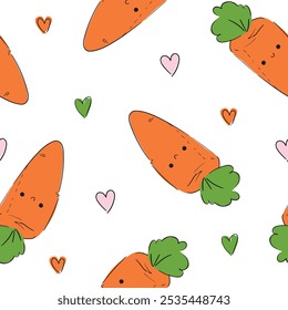 Carrot pattern seamless. Trend print children textile design vector