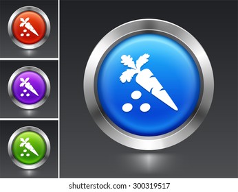 Carrot and Peas on Blue Round Button