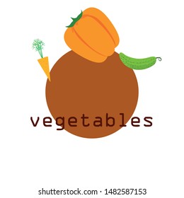 Carrot, pepper, cucumber. Organic food poster. Farmer market design. Vector background.