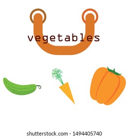 Carrot, pepper, cucumber. Organic food poster. Farmer market design. Vector background.