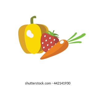 carrot, pepper, strawberry vector. vegetables vector