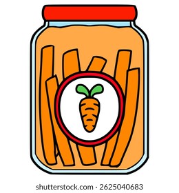 ilustração de picles de cenoura vetor isolado desenhado à mão
