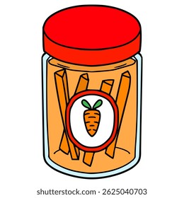 ilustração de picles de cenoura vetor isolado desenhado à mão