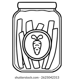 vetor de contorno desenhado à mão da ilustração de picles de cenoura