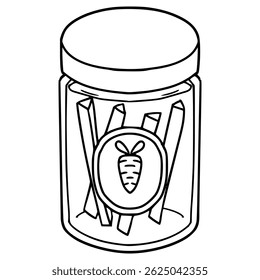 vetor de contorno desenhado à mão da ilustração de picles de cenoura