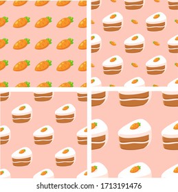 Carrot pie cake set seamless vector wallpaper pattern for kitchen coocking cafe restaurant