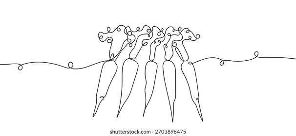 Pila de zanahoria en una línea continua estilo lineal simple.