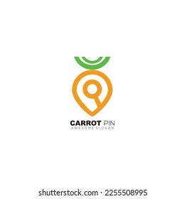 carrot with pin design line art logo combination icon