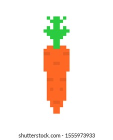 Carrot pixel art. Orange Vegetable 8 bit. Pixelate vector illustration
