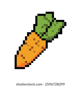 carrot pixel icon, pixel icon for games. vector illustration.