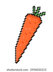 Carrot in pixel style on a white background. Vector illustration
