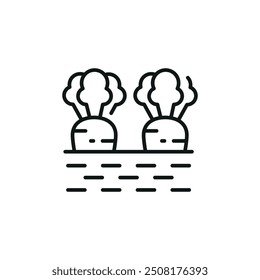 Carrot plants icon. Simple carrot plants growing in soil icon for social media, app, and web design. Vector illustration