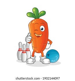carrot play bowling illustration. character vector
