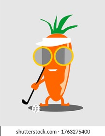 CARROT PLAYING GOLF VECTOR LOGO