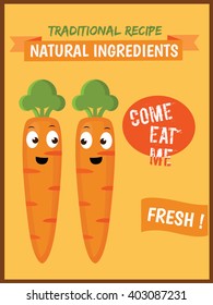 Carrot Poster with Retro Style. Isolated Vector. Illustration