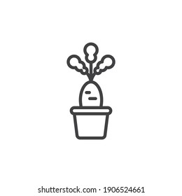 Carrot in pot line icon. linear style sign for mobile concept and web design. Easter carrot outline vector icon. Symbol, logo illustration. Vector graphics
