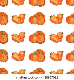 Carrot and pumpkin seamless pattern. 