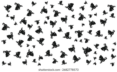 Carrot Rabbit Background Pattern Vector in black on white background