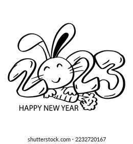 Carrot rabbit year 2023 coloring pages