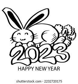 Carrot rabbit year 2023 coloring pages