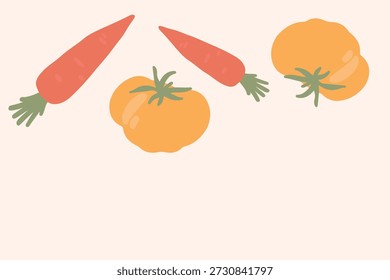 Karotte rote Tomate Vektor Banner Header Gesunde Lebensmittel