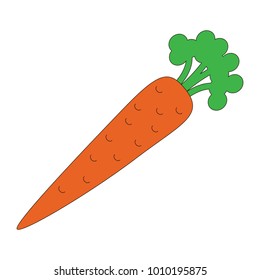 Carrot red vegetable cartoon. Outlined illustration with thin line black stroke