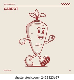 Carrot Retro Mascot, cartoon mascot