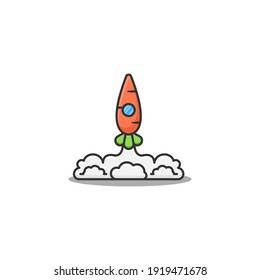 Carrot rocket logo idea, vector illustration, isolated white background.
