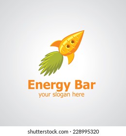 Carrot as rocket vector logo design, icon idea for energy bar brand