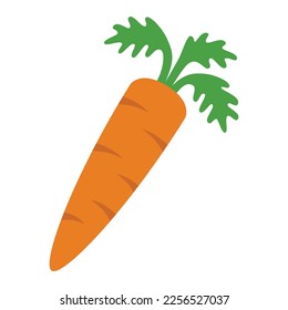 Carrot root vegetable with leaves flat vector color icon for apps and websites