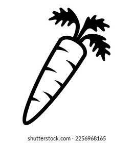 Carrot root vegetable with leaves line art vector icon for apps and websites